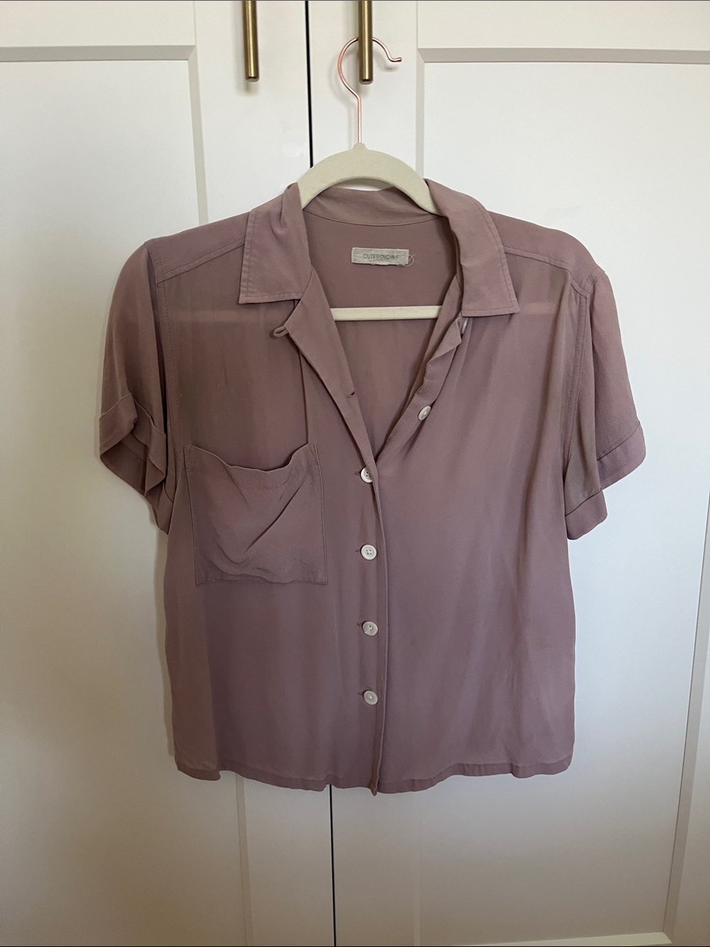 Outerknown Mauve Short-Sleeve Button Front Top